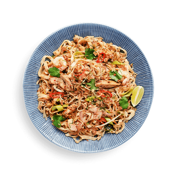 chicken + prawn pad thai