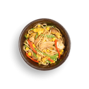 yaki soba noodles in a bowl